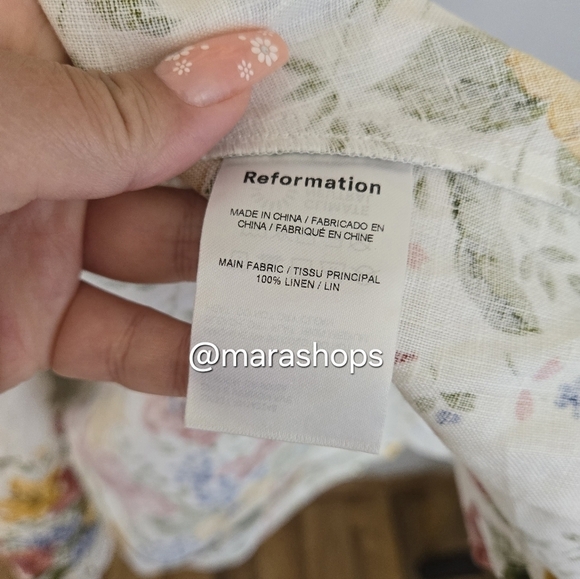 Reformation Weiss Linen Wrap Floral Print Dress - Picture 5 of 8